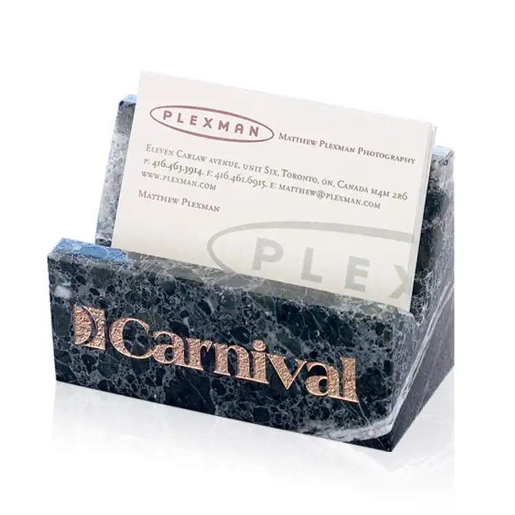 Green Marble Business Card Holder - Deep Etch & 1 Color