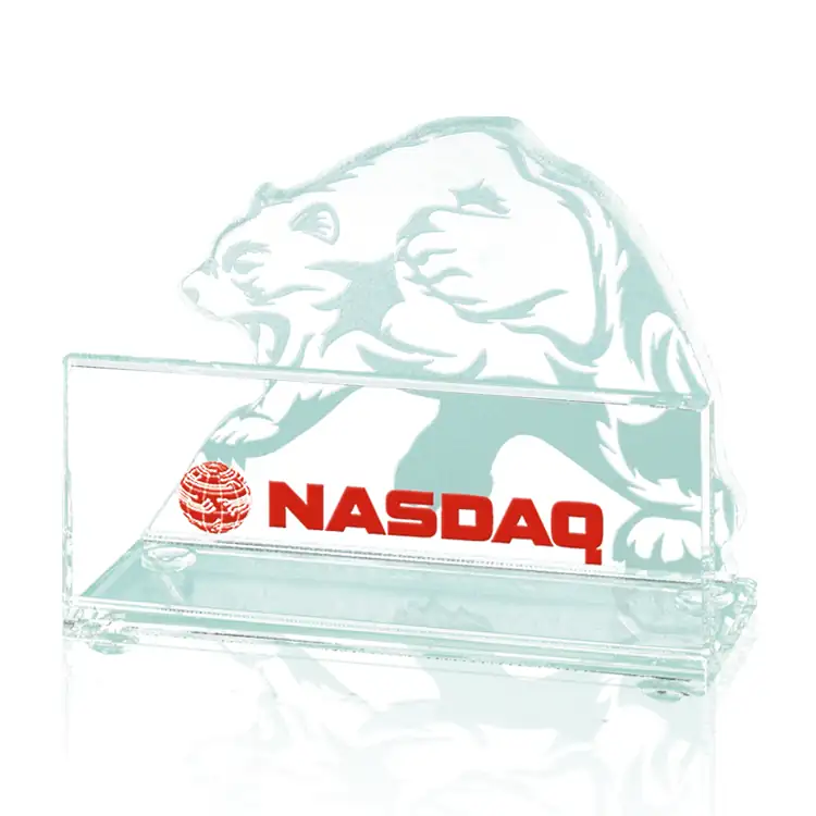 Jade Glass Bear Business Card Holder