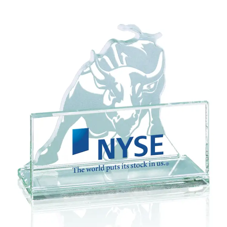 Jade Glass Bull Business Card Holder