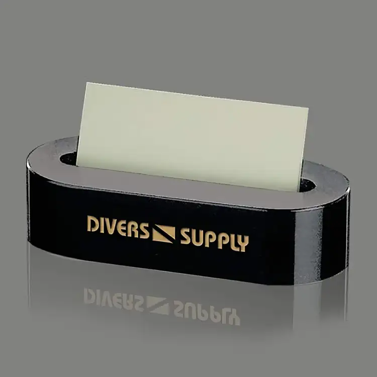 Oval Black Marble Business Card Holder