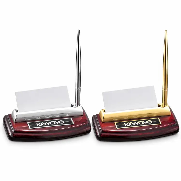 Corbett Wood Base Pen and Business Card Holder