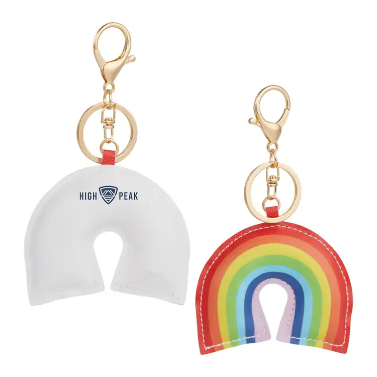 Rainbow faux leather keychain