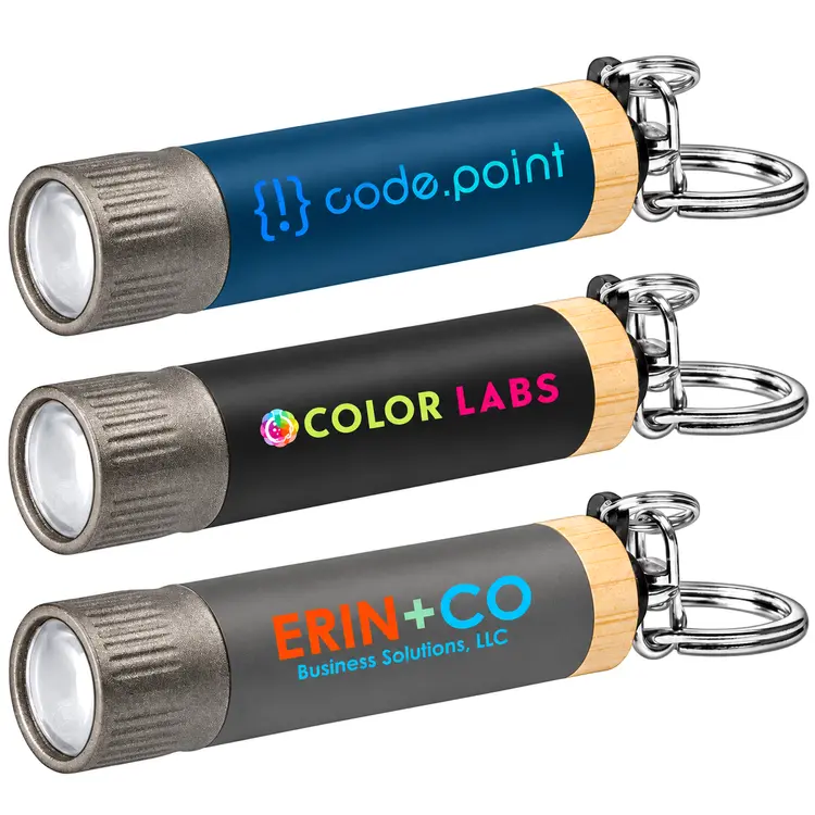 Porte-clés lampe Reborn en aluminium recyclé et bambou