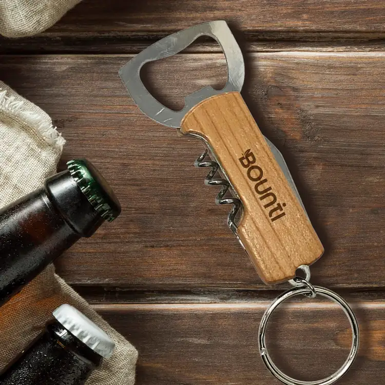 Wood Keychain Bottle Opener and Corkscrew #2
