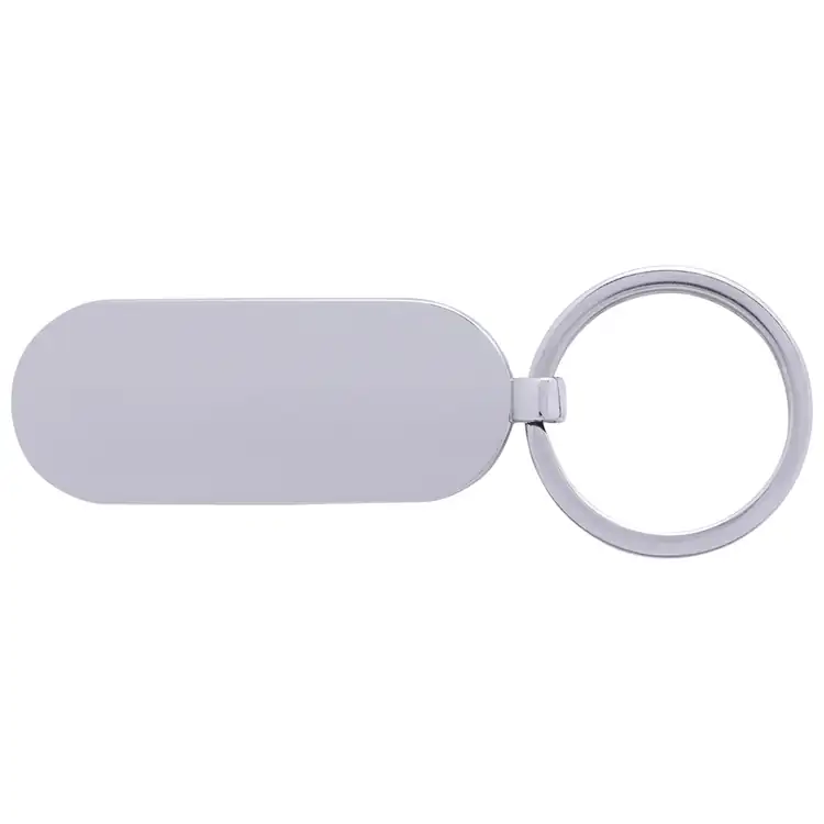 Porte-clés ovale en bambou et métal #2
