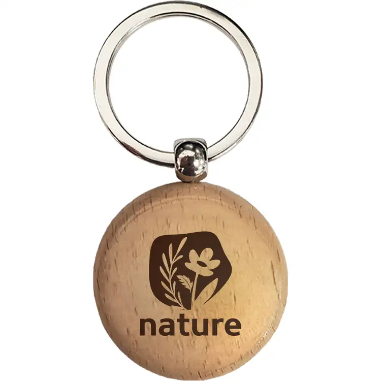 Round Beechwood Keychain #2