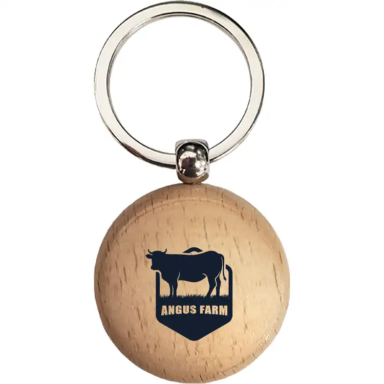 Round Beechwood Keychain