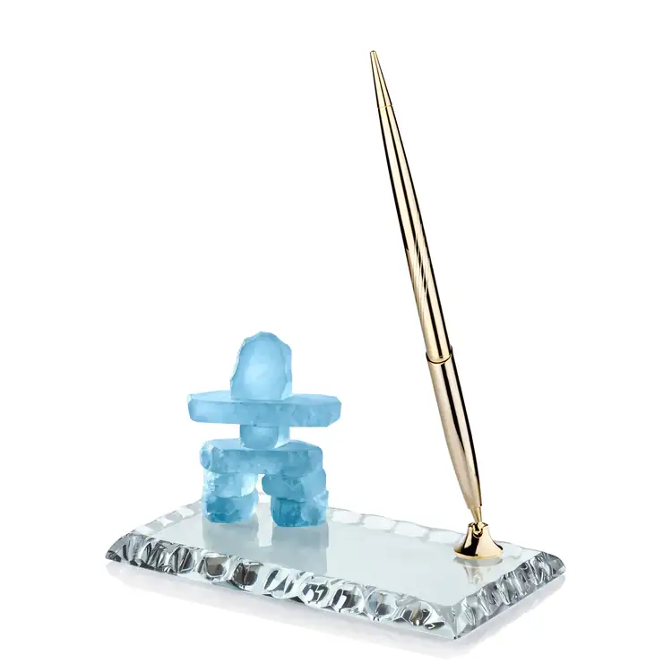 Inukshuk Pen Holder on Jade Glass #2