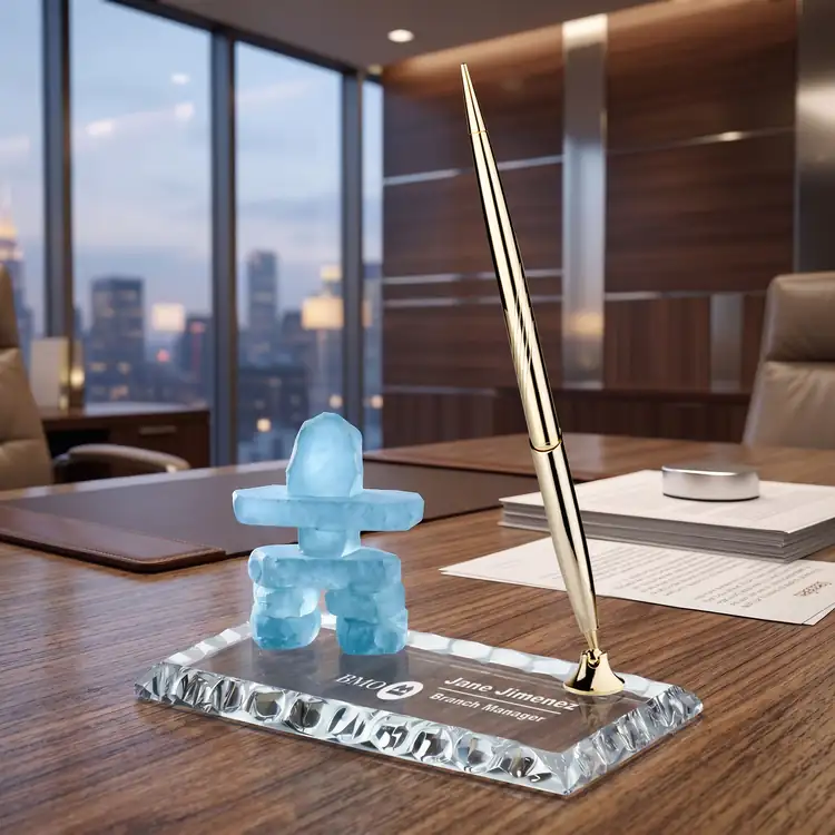 Inukshuk Pen Holder on Jade Glass #4