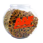 Large Fish Bowl Jar with salted mini pretzels
