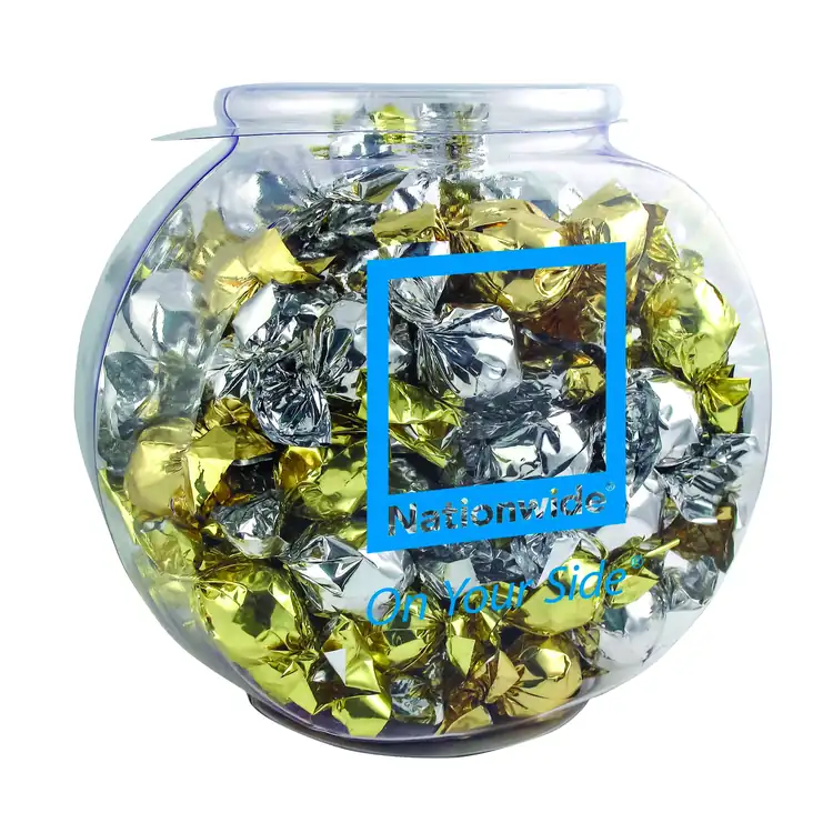 Large Fish Bowl Jar with twist-wrapped truffles