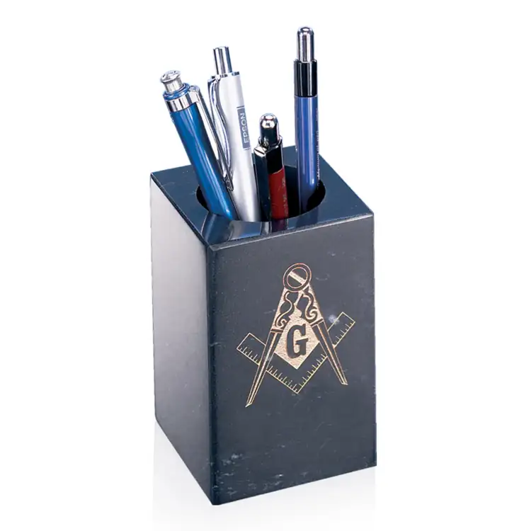 Black Marble Pencil Holder 4"