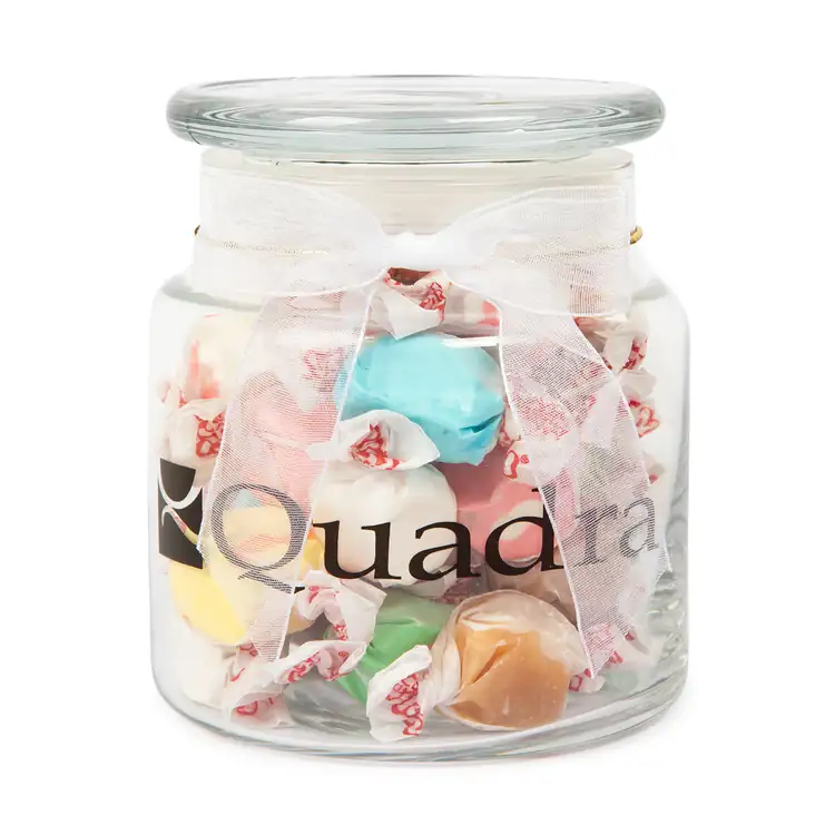 Apothecary Jar 22 oz with salt water taffy