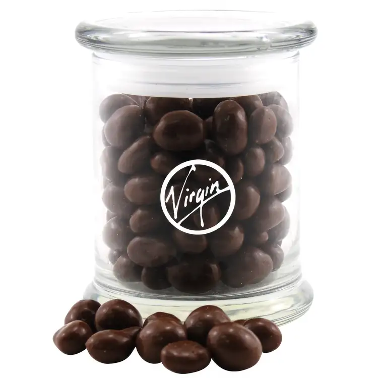 Pot en verre 12 oz avec arachides enrobées de chocolat