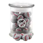 Glass Jar 12 oz with chocolate baseballs