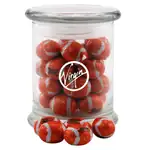 Glass Jar 12 oz with chocolate footballs