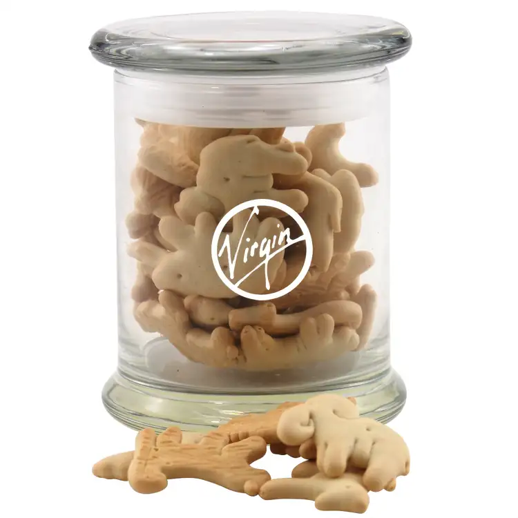 Glass Jar 12 oz with animal crackers