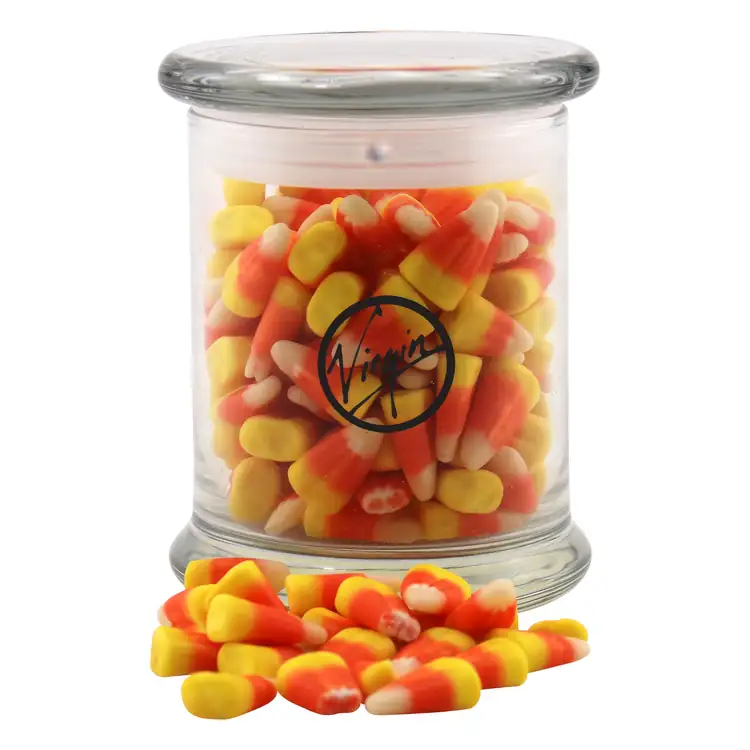 Glass Jar 12 oz with candy corn