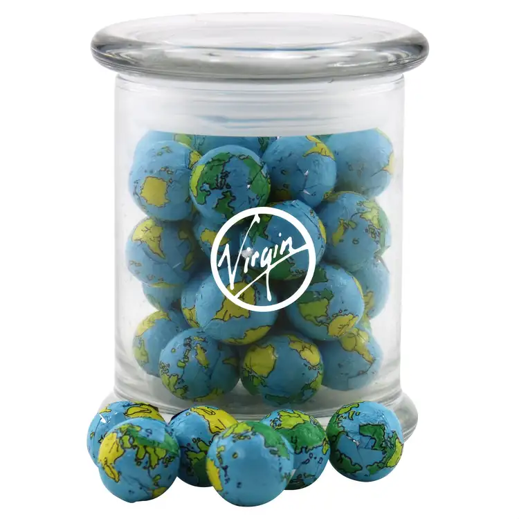 Glass Jar 12 oz with chocolate globes