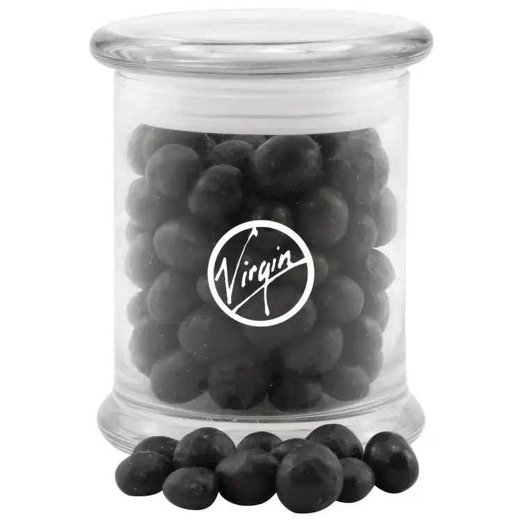 Pot en verre 12 oz avec grains de café enrobés de chocolat