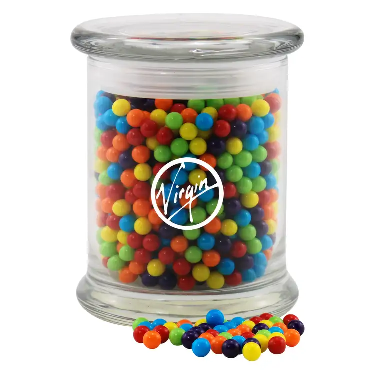Glass Jar 12 oz with mini jawbreakers