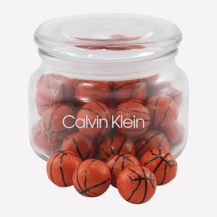 Patio Glass Jar with chocolate basketballs
