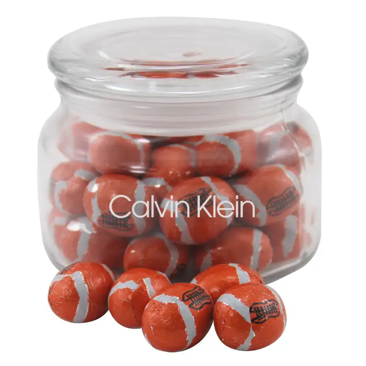 Pot en verre Patio avec ballons de football en chocolat