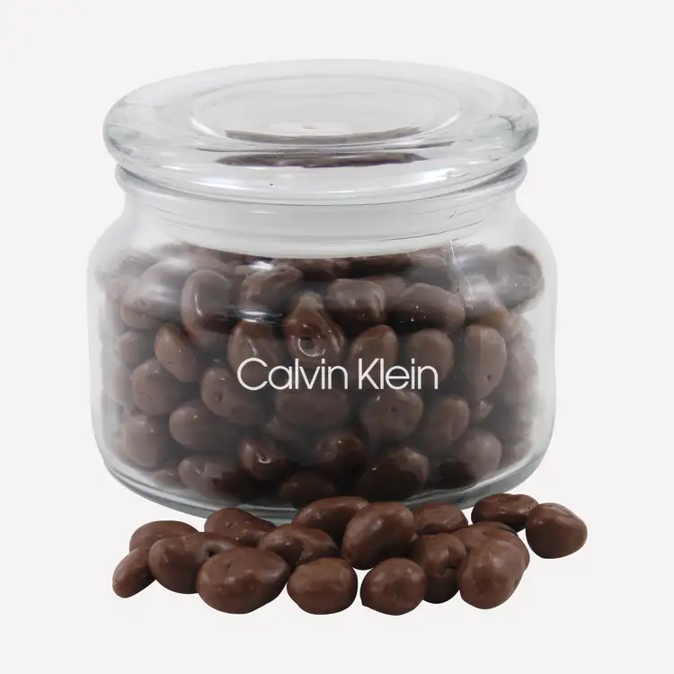 Pot en verre Patio avec raisins enrobés de chocolat