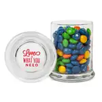 Gourmet Glass Jar with imprinted chocolate buttons