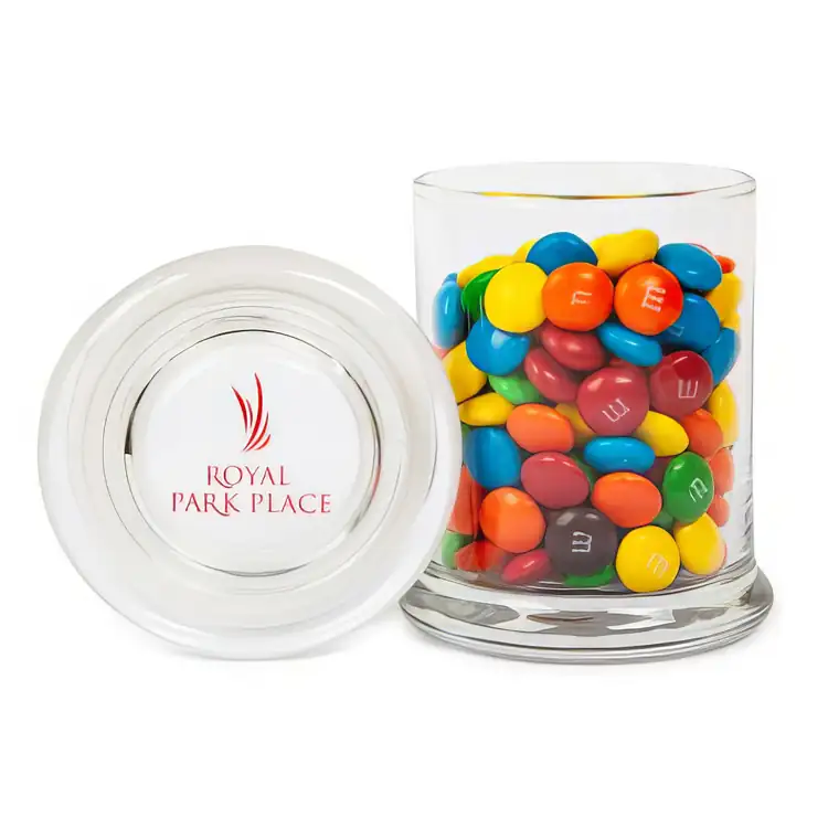 Pot gourmet en verre avec chocolats M&M’S