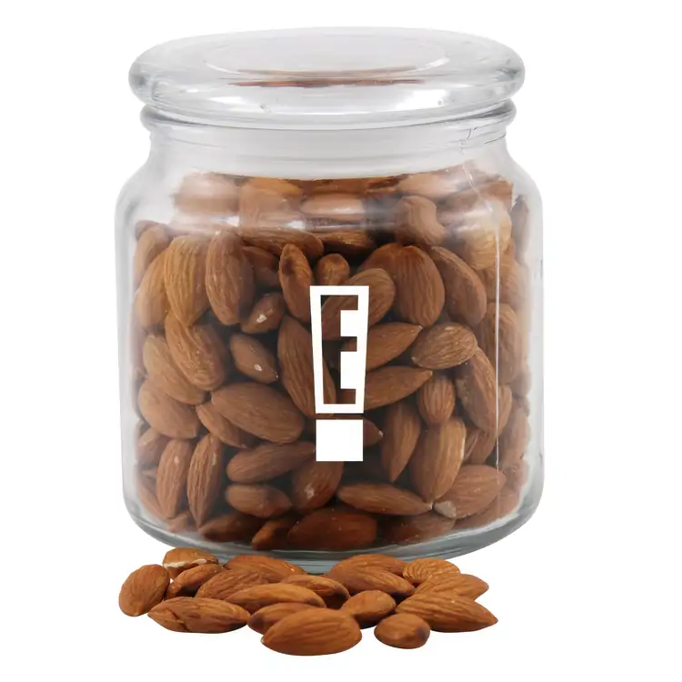 Round Glass Jar with almonds