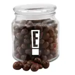 Pot rond en verre avec arachides enrobées de chocolat