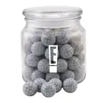 Pot rond en verre avec balles de golf en chocolat