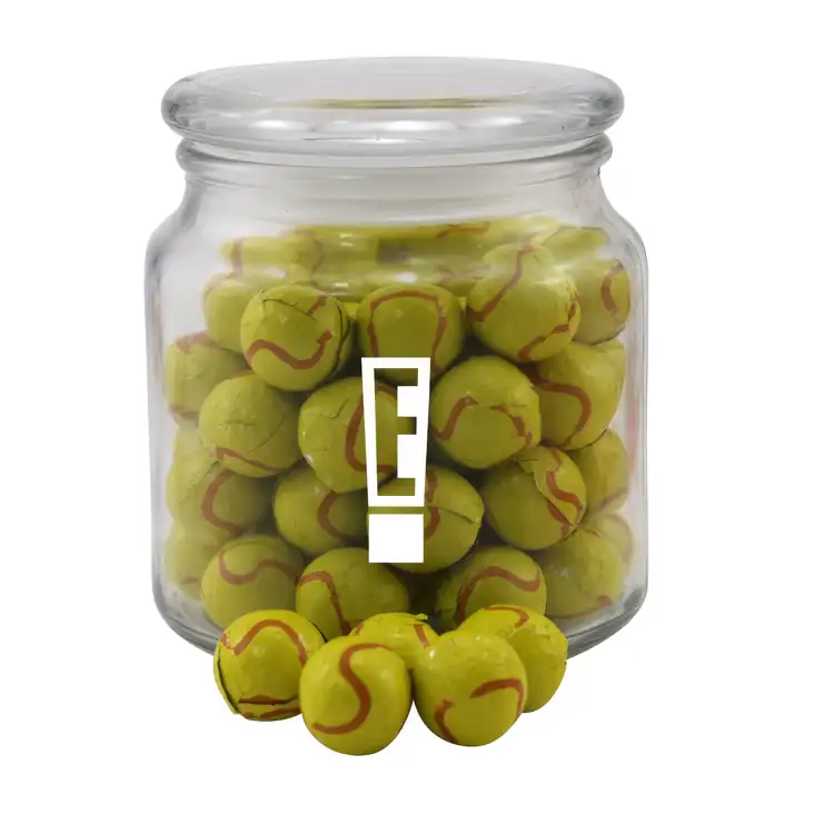 Round Glass Jar with chocolate tennis balls