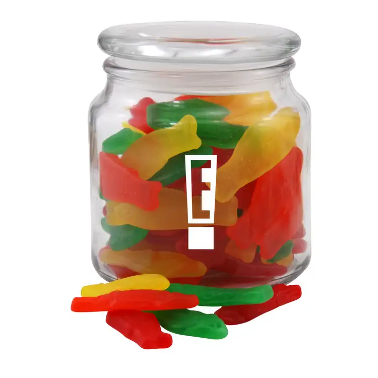 Pot rond en verre avec bonbons Swedish Fish