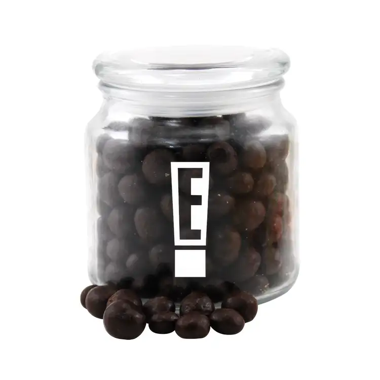 Round Glass Jar with chocolate espresso beans