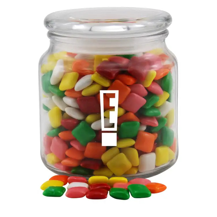 Round Glass Jar with mini Chicklets gum