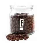 Round Glass Jar with chocolate-covered raisins