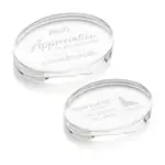 Logan Oval Crystal Paperweight - Deep Etch