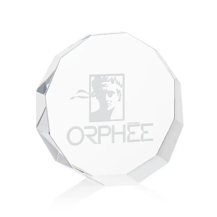 Cloverdale Optical Crystal Paperweight - Deep Etch #3
