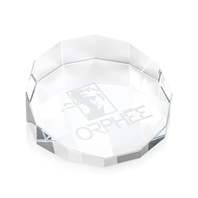 Cloverdale Optical Crystal Paperweight - Deep Etch