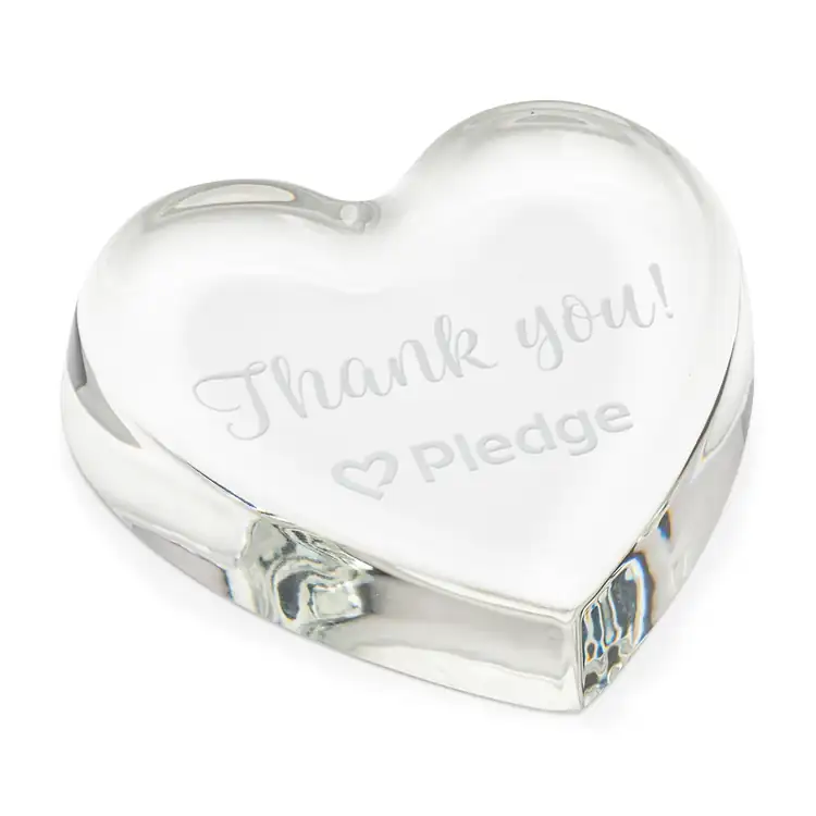 Coeur Starfire Crystal Paperweight - Deep Etch