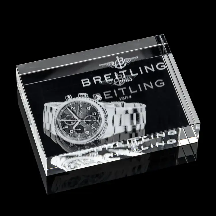 Presse-papiers Cranbrook en cristal optique - Gravure 3D