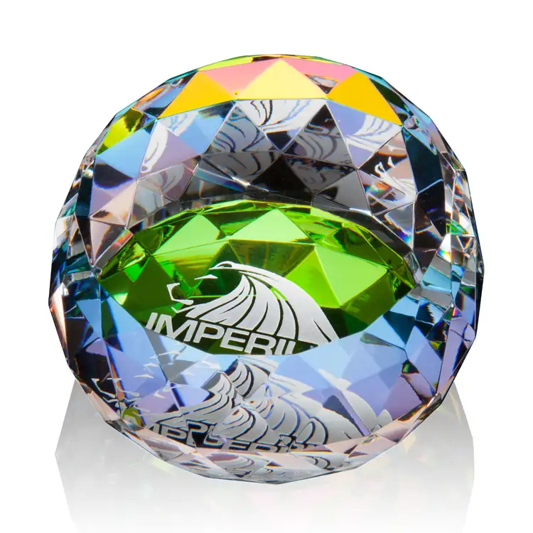 Gem Cut Optical Crystal Paperweight - Deep Etch #3