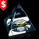Globe Pyramid Optical Crystal Paperweight - Deep Etch