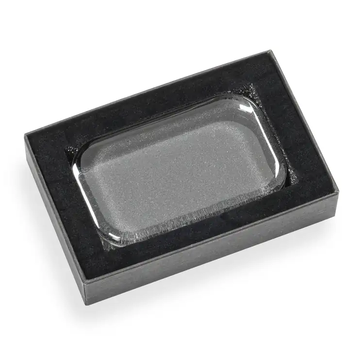 Halperin Rectangular Glass Paperweight - Deep Etch #4