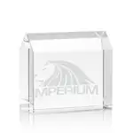 Homestead House-Shaped Optical Crystal Paperweight - Deep Etch