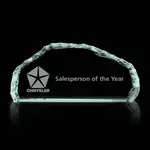 Horizontal Iceberg Jade Glass Paperweight - Deep Etch