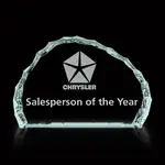 Iceberg Mountain Jade Glass Paperweight - Deep Etch