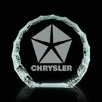 Round Iceberg Jade Glass Paperweight - Deep Etch